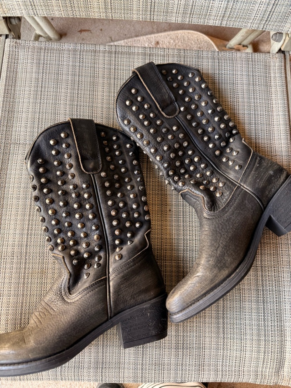 Steve Madden Black Studded Western Ankle Boots worn once